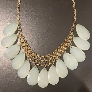 Teal gold teardrop statement necklace